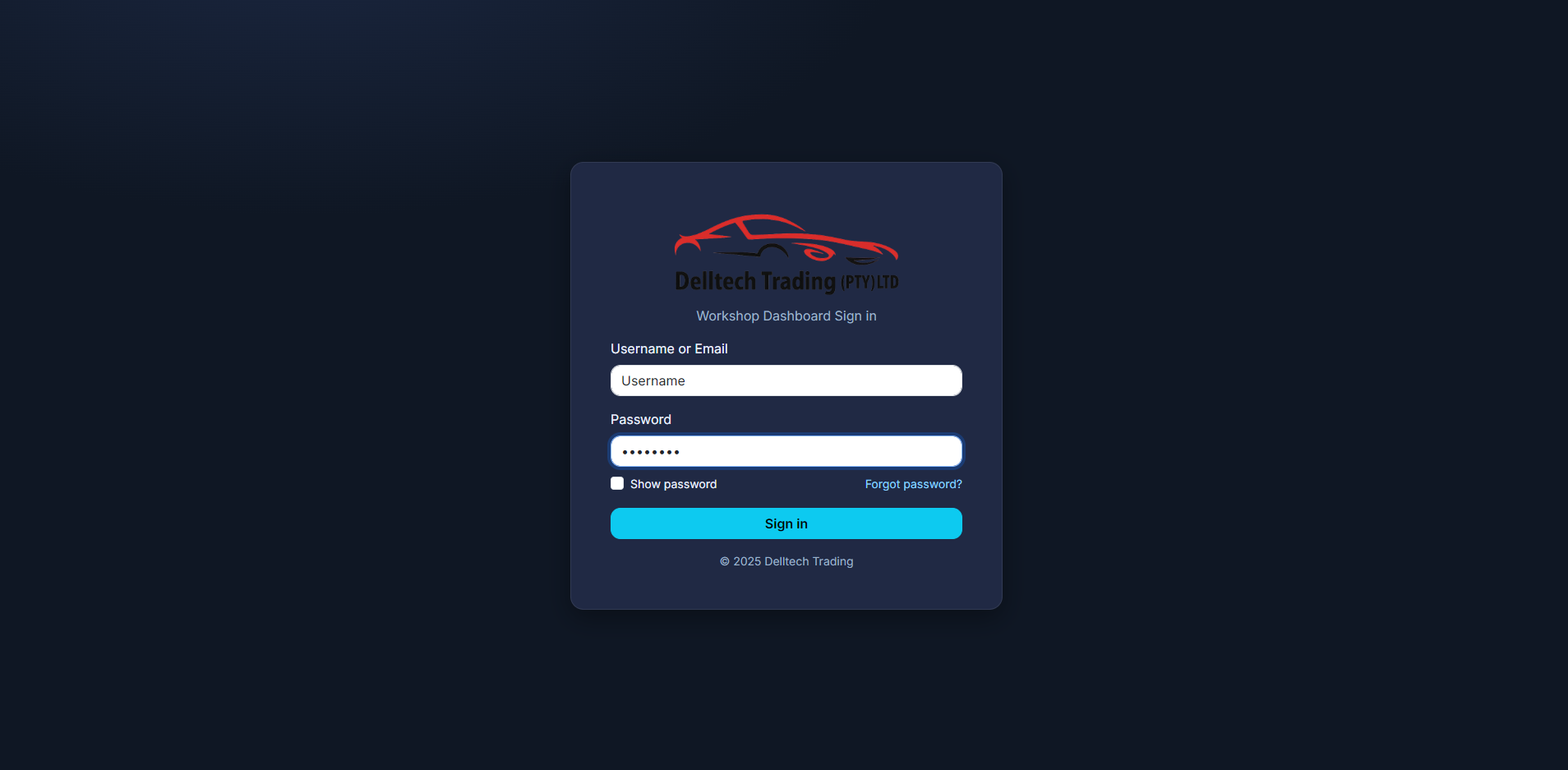 Delltech Trading workshop management site